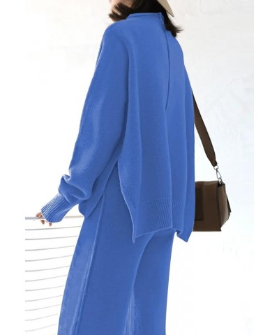 Womens 2 Piece Outfit Set Long Sleeve Knit Pullover Sweater Top and Wide Leg Pants Sweatsuit A Sapphire Blue $28.06 Activewear