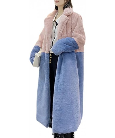 Long Fur Coat Women Contrast Color Faux Fur Warm Open Front Long Cardigan Coat Fuzzy Fleece Lapel Jacket White Balck $37.02 C...