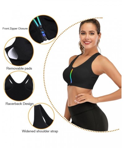 Sports Bras for Women Zip Front Sports Bra Wireless Post-Surgery Bra Removable Cups Yoga Sport Bra 5 Black $12.90 Lingerie