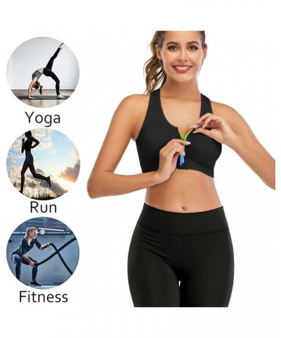 Sports Bras for Women Zip Front Sports Bra Wireless Post-Surgery Bra Removable Cups Yoga Sport Bra 5 Black $12.90 Lingerie