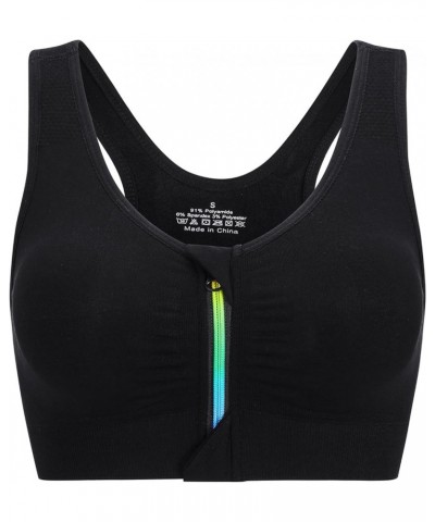 Sports Bras for Women Zip Front Sports Bra Wireless Post-Surgery Bra Removable Cups Yoga Sport Bra 5 Black $12.90 Lingerie