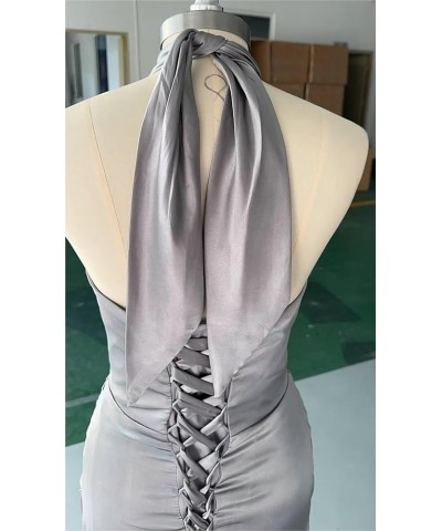 Halter Satin Bridesmaid Dresses for Women Long Split Formal Wedding Guest Prom Dress Sage Green $32.39 Others