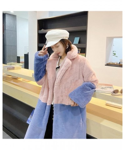 Long Fur Coat Women Contrast Color Faux Fur Warm Open Front Long Cardigan Coat Fuzzy Fleece Lapel Jacket White Balck $37.02 C...