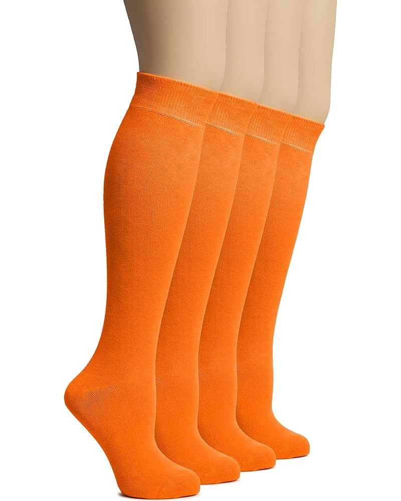 Women's Bamboo Knee High Socks | Comfort Seam Long Dress Socks, Soft & Lightweight | Shoe Size 5-8/8-11, 4 Pairs 33- Pumpkin ...