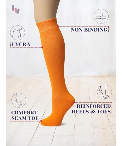 Women's Bamboo Knee High Socks | Comfort Seam Long Dress Socks, Soft & Lightweight | Shoe Size 5-8/8-11, 4 Pairs 33- Pumpkin ...