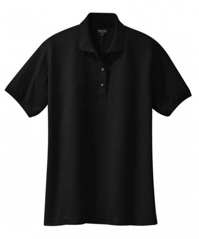 Ladies Short Sleeve Polo Shirts in 36 Colors and Sizes XS - 6XL Black $17.81 Shirts