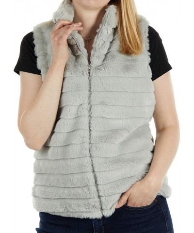 Rabbit Faux Fur Vest - Soft Polyester Womens Vest Gray $14.47 Vests