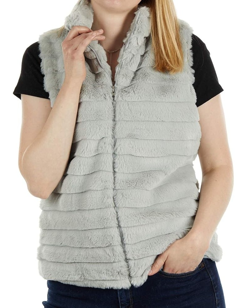 Rabbit Faux Fur Vest - Soft Polyester Womens Vest Gray $14.47 Vests