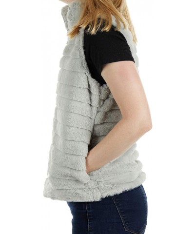 Rabbit Faux Fur Vest - Soft Polyester Womens Vest Gray $14.47 Vests