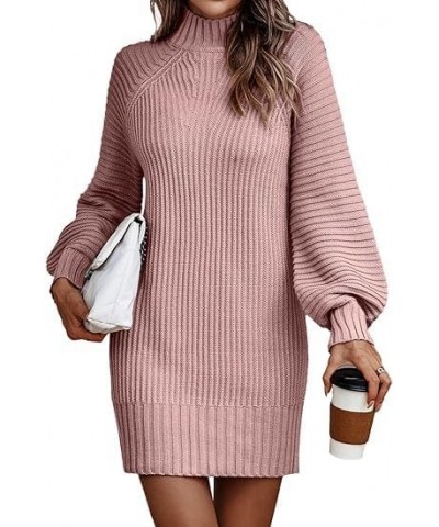 Turtleneck Sweater Dress Women Plus Size Slim Cable Knit Sweater Dress Flared Sleeves Fall Winter Women Sweater Long Skirt Pi...