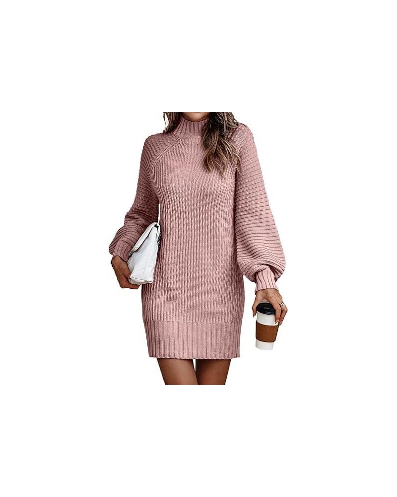 Turtleneck Sweater Dress Women Plus Size Slim Cable Knit Sweater Dress Flared Sleeves Fall Winter Women Sweater Long Skirt Pi...