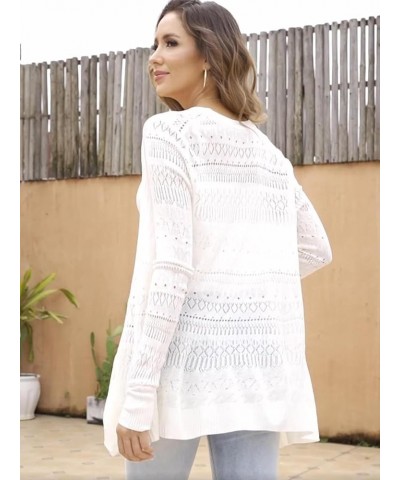 Women’s Lightweight Crochet Cardigan Open Front Long Sleeve Openwork Summer Sweater Dressy Casual Off-white $18.89 Sweaters