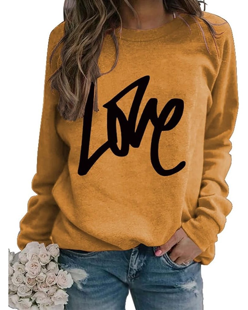 Womens Valentine's Day Shirt Crewneck Long Sleeve Pullover Loose Comfy Cute Graphic Heart Sweatshirt 01-yellow $12.95 Hoodies...