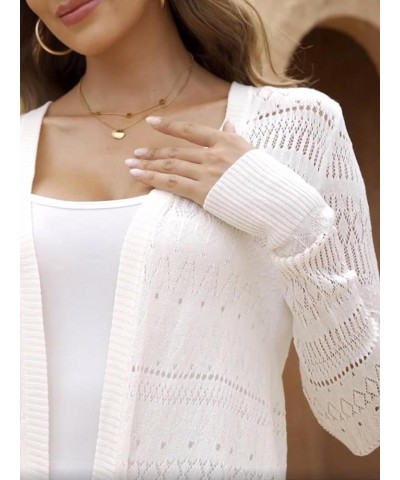 Women’s Lightweight Crochet Cardigan Open Front Long Sleeve Openwork Summer Sweater Dressy Casual Off-white $18.89 Sweaters