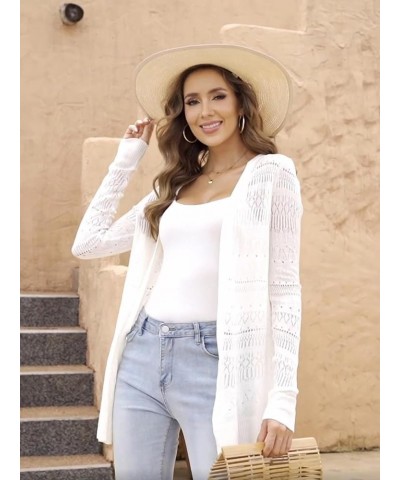 Women’s Lightweight Crochet Cardigan Open Front Long Sleeve Openwork Summer Sweater Dressy Casual Off-white $18.89 Sweaters