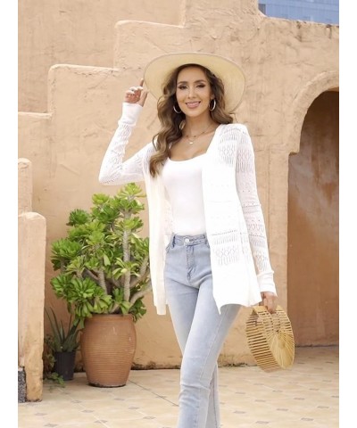 Women’s Lightweight Crochet Cardigan Open Front Long Sleeve Openwork Summer Sweater Dressy Casual Off-white $18.89 Sweaters