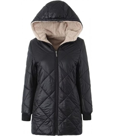 Fleece Jacket Women Warm Zip Hooded Winter Coat Casual 2023 Fall Loose Fit Long Sleeve Jacket With Pocket B-black $15.39 Swea...