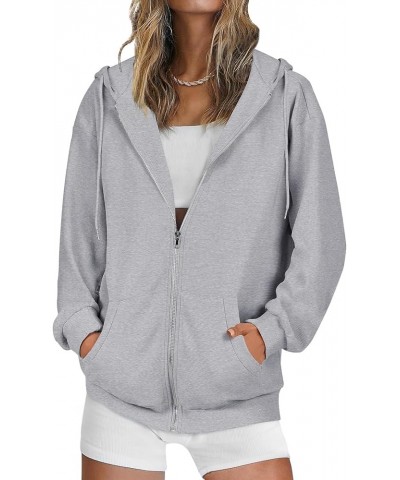 Womens Oversized Zip Up Hoodies Long Sleeve Fall Casual Sweatshirts Jacket Trendy Y2k Hoodie with Pocket Light Gray $19.94 Ho...