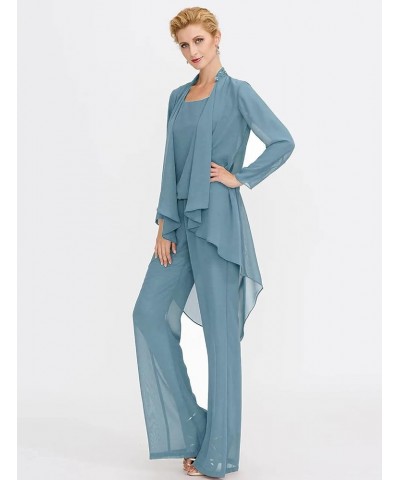 Mother-of-The-Bride-Pantsuits Jacket Chiffon Wedding Outfit - Long Pleat Mother of The Groom Jumpsuits Royal Blue $49.00 Suits