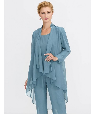 Mother-of-The-Bride-Pantsuits Jacket Chiffon Wedding Outfit - Long Pleat Mother of The Groom Jumpsuits Royal Blue $49.00 Suits