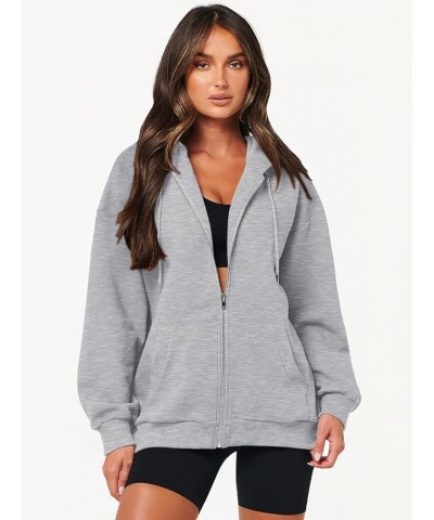 Womens Oversized Zip Up Hoodies Long Sleeve Fall Casual Sweatshirts Jacket Trendy Y2k Hoodie with Pocket Light Gray $19.94 Ho...