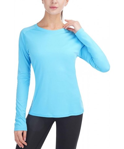 Women's UPF 50+ Shirts UV Protection Lightweight Long Sleeve Quick Dry Light Blue $7.94 Activewear