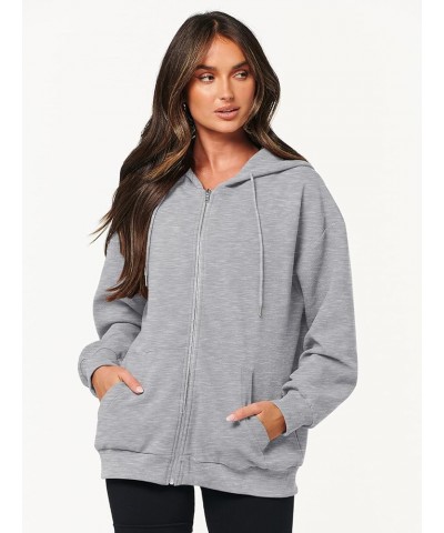 Womens Oversized Zip Up Hoodies Long Sleeve Fall Casual Sweatshirts Jacket Trendy Y2k Hoodie with Pocket Light Gray $19.94 Ho...