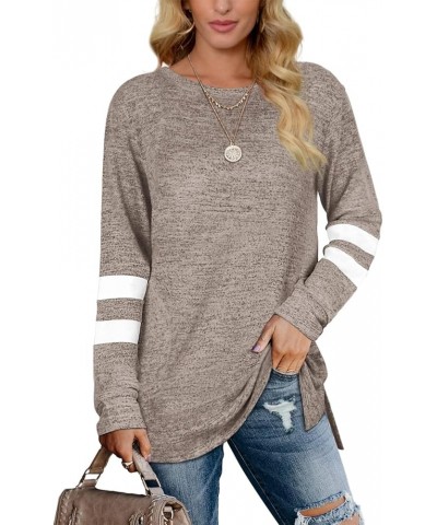 Womens Casual Sweatshirts Long Sleeve Shirts Oversized With Pocket Tunic Tops S-3XL 202-coffee $10.07 Tops