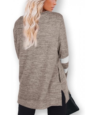 Womens Casual Sweatshirts Long Sleeve Shirts Oversized With Pocket Tunic Tops S-3XL 202-coffee $10.07 Tops