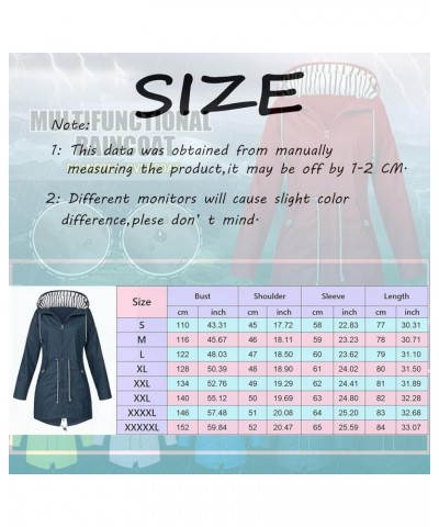 Women Lightweight Waterproof Rain Jacket Hood Raincoat Long Sleeve Windbreaker Trench Coats for Hiking Travel 1681-gwjbh-6-pi...