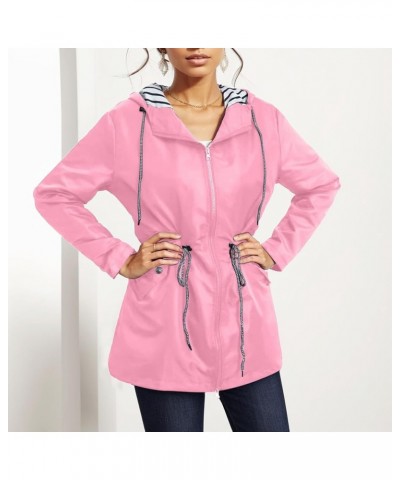 Women Lightweight Waterproof Rain Jacket Hood Raincoat Long Sleeve Windbreaker Trench Coats for Hiking Travel 1681-gwjbh-6-pi...