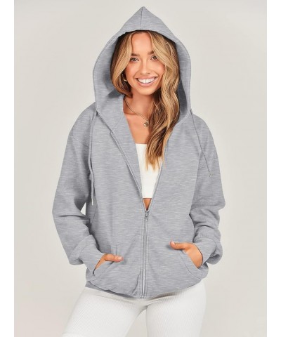 Womens Oversized Zip Up Hoodies Long Sleeve Fall Casual Sweatshirts Jacket Trendy Y2k Hoodie with Pocket Light Gray $19.94 Ho...