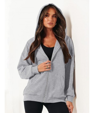 Womens Oversized Zip Up Hoodies Long Sleeve Fall Casual Sweatshirts Jacket Trendy Y2k Hoodie with Pocket Light Gray $19.94 Ho...