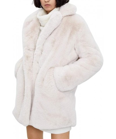 Thick Rabbit Faux Fur Long Lapel Coat Women Winter Fleece Fuzzy Fluffy Trench Outerwear Jacket Oversized Plus Size Beige $46....