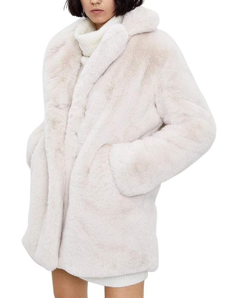 Thick Rabbit Faux Fur Long Lapel Coat Women Winter Fleece Fuzzy Fluffy Trench Outerwear Jacket Oversized Plus Size Beige $46....