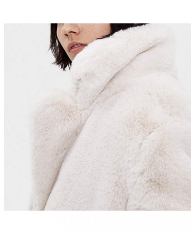 Thick Rabbit Faux Fur Long Lapel Coat Women Winter Fleece Fuzzy Fluffy Trench Outerwear Jacket Oversized Plus Size Beige $46....