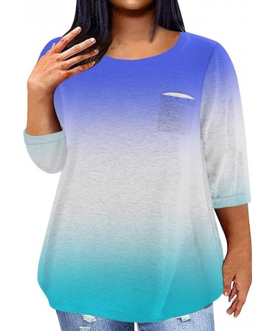 Plus Size 3/4 Sleeve T Shirts Women Fall Tops Party Mask Graphic Loose Fit Fall Winter Clothes Parade Blouse Tshirt 1-blue $5...