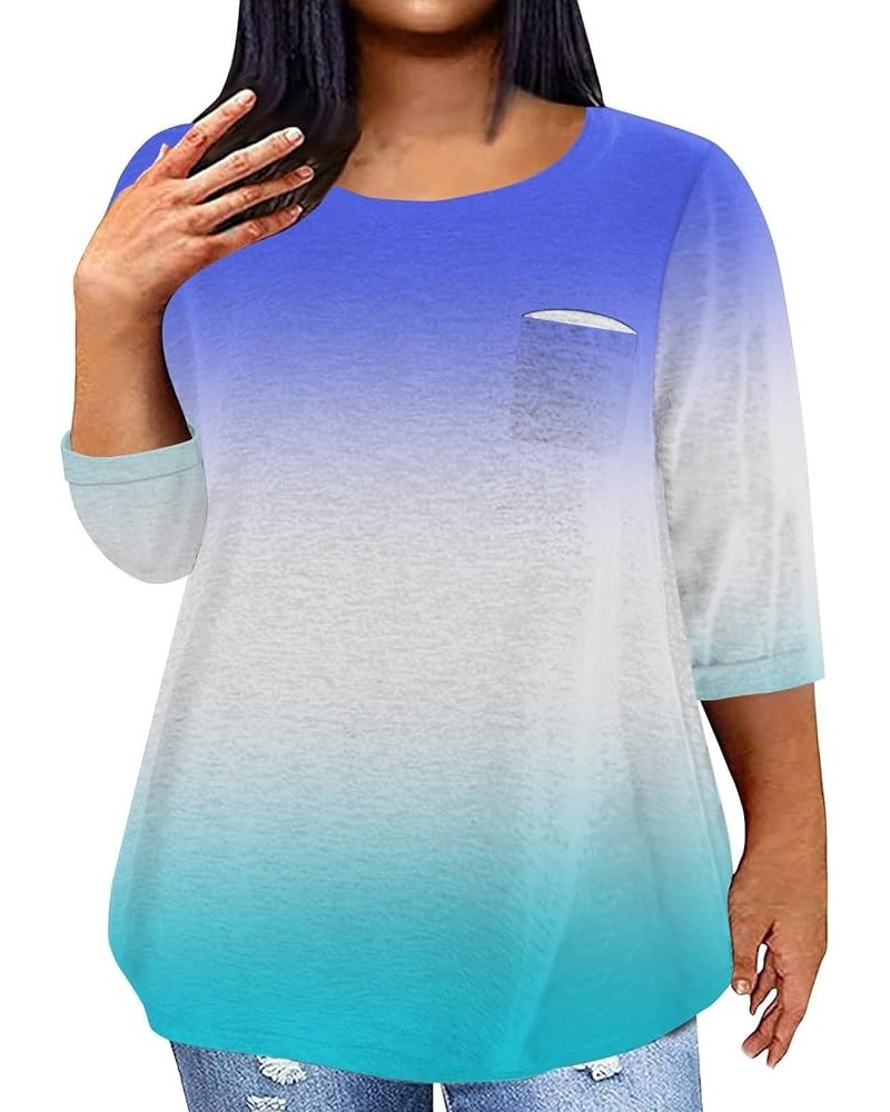 Plus Size 3/4 Sleeve T Shirts Women Fall Tops Party Mask Graphic Loose Fit Fall Winter Clothes Parade Blouse Tshirt 1-blue $5...