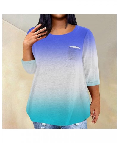 Plus Size 3/4 Sleeve T Shirts Women Fall Tops Party Mask Graphic Loose Fit Fall Winter Clothes Parade Blouse Tshirt 1-blue $5...