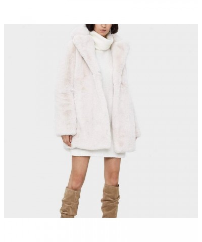 Thick Rabbit Faux Fur Long Lapel Coat Women Winter Fleece Fuzzy Fluffy Trench Outerwear Jacket Oversized Plus Size Beige $46....