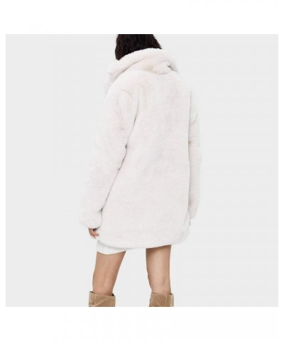 Thick Rabbit Faux Fur Long Lapel Coat Women Winter Fleece Fuzzy Fluffy Trench Outerwear Jacket Oversized Plus Size Beige $46....