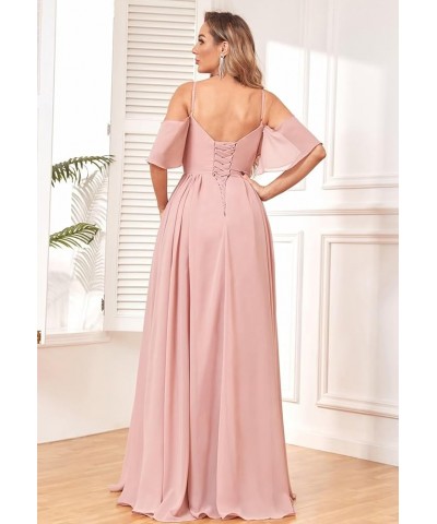 Chiffon Bridesmaid Dresses Off Shoulder Spaghetti Straps Slit Formal Evening Gown Teal $32.44 Dresses