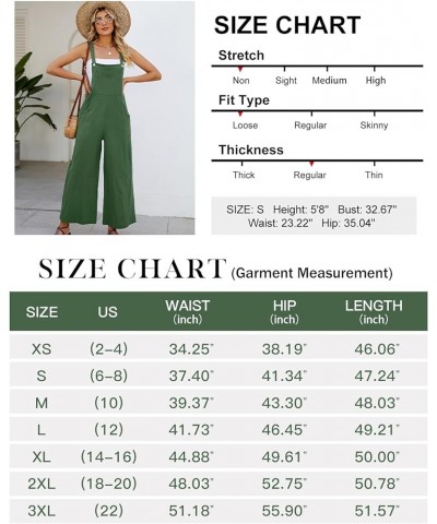 Womens Cotton Bib Overalls Loose Fit Wide Leg Jumpsuits Casual Rompers with Pockets Khaki $16.65 Overalls