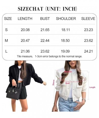 Women Cropped Bomber Jacket Casual Button Down Stand Collar Varsity Jacket with Big Pockets A-khaki $10.25 Jackets