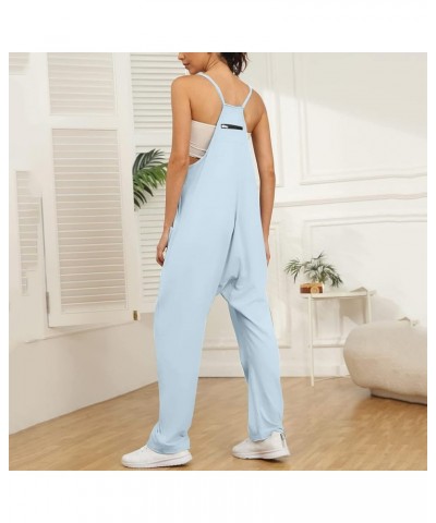 Jumpsuits for Women Casual Summer Rompers Dressy Women Loose Sleeveless Jumpsuits Adjustbale Spaghetti Strap Overalls S3-blue...