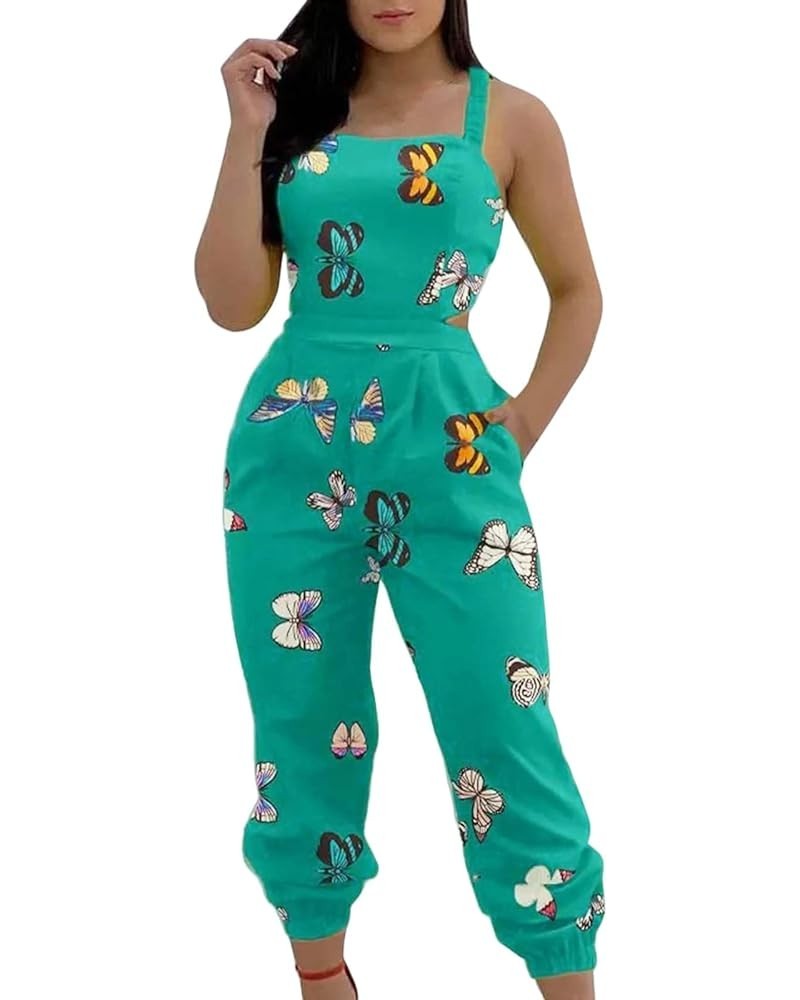 Cargo Jumpsuit for Women Sleeveless Spaghetti Strap Rompers Bowknot Backless One Piece Jumpsuit Long Pants Overalls Multi Col...