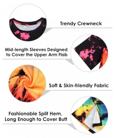 Plus Size Tops Summer Short Sleeve Shirts For Women Crewneck Tunics Pocket/Distressed (XL-5XL) 3990-sun Tie Dye2 $14.10 Tops