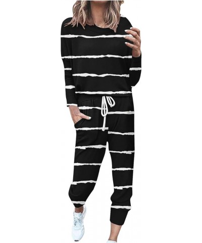 Black of Friday Deals Women's 2 Piece Casual Outfits Lounge Wear Set Loose Tracksuits Plus Size Graphic Sweatsuits 06❄black_c...