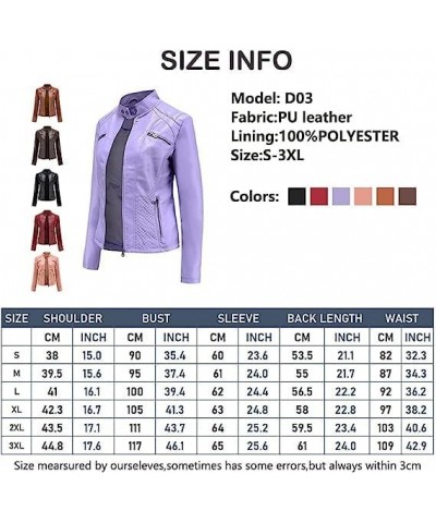 Women's Faux Leather Motorcycle Jacket PU Slim Short Biker Coat Fitted Slim Outwear with Zipper Pockets Black $17.67 Coats