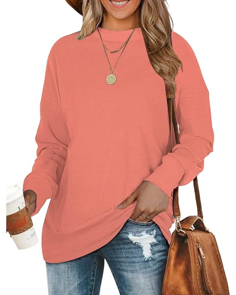 Sweatshirts for Women Crew Neck Long Sleeve Tunic Shirt Tops for Legging Orange $10.25 Tops